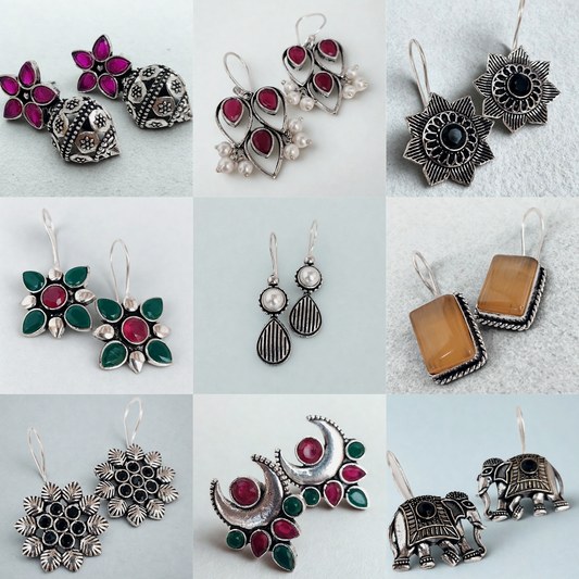 Premium Set of 9 Earrings for Girls