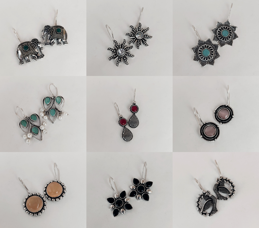 Premium Set of 9 Earrings for Girls